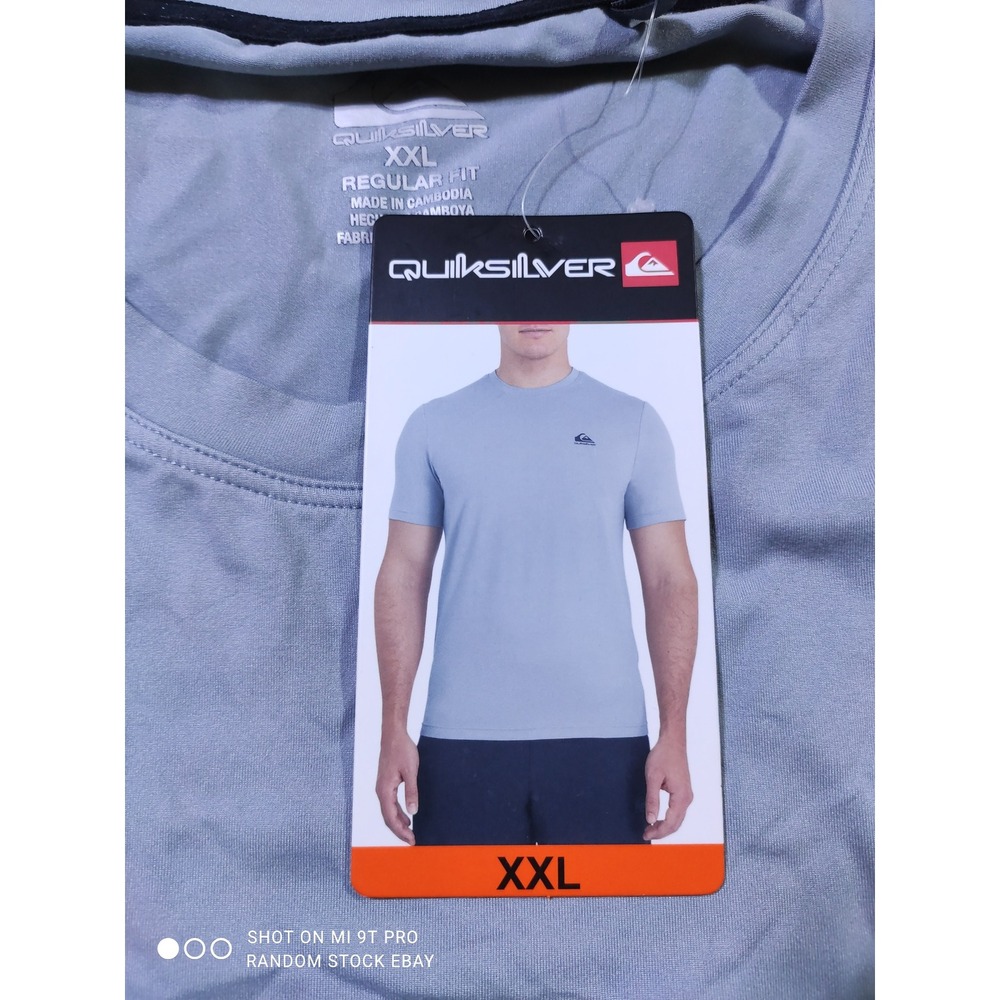 Quiksilver Mens XXL Gray Performance T-Shirt Regular Fit Moisture Wicking Shirt